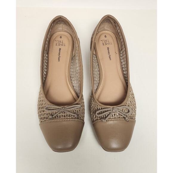 Time and Tru Womens WMTT24FF009 Brown Woven Cap Toe Slip On Size 9 Ballet Flats - Picture 4 of 11
